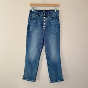 Express Super High Waisted Button Fly Cropped Straight Jeans Size 6